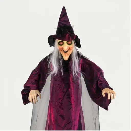 71-Inch Life-Size Hanging Talking Witch Halloween Decor