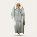 3.9ft Hanging Pumpkin Ghost Halloween Decor with Glowing Red Eyes & Sound Activation